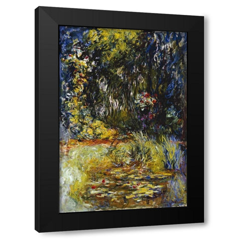 Corner of a Pond with Waterlilies Black Modern Wood Framed Art Print with Double Matting by Monet, Claude