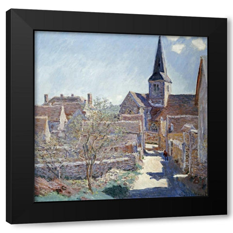 Bennecourt Black Modern Wood Framed Art Print by Monet, Claude