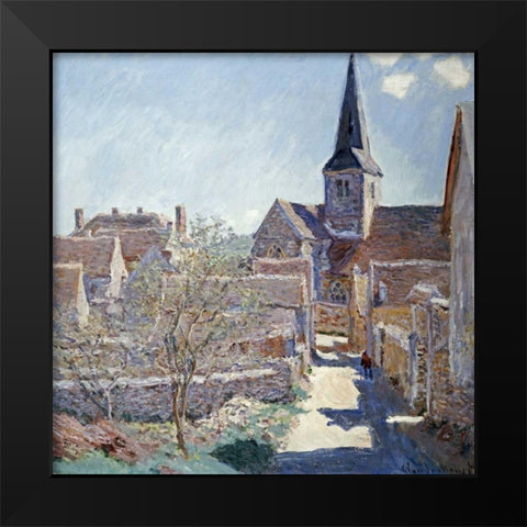 Bennecourt Black Modern Wood Framed Art Print by Monet, Claude