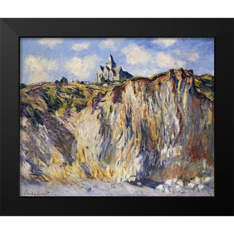 Church of Varengeville, in the Morning Black Modern Wood Framed Art Print by Monet, Claude