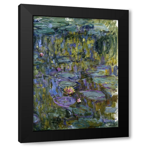 Water Lilies Black Modern Wood Framed Art Print with Double Matting by Monet, Claude