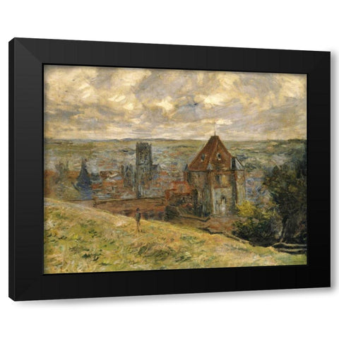 Dieppe Black Modern Wood Framed Art Print with Double Matting by Monet, Claude