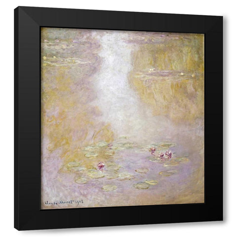 Water Lilies, Giverny Black Modern Wood Framed Art Print by Monet, Claude