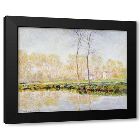 The Banks of the River Epte at Giverny Black Modern Wood Framed Art Print with Double Matting by Monet, Claude