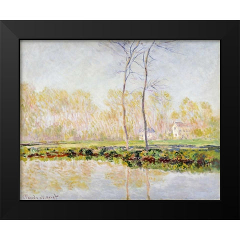 The Banks of the River Epte at Giverny Black Modern Wood Framed Art Print by Monet, Claude