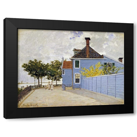 The Blue House, Zaandam Black Modern Wood Framed Art Print with Double Matting by Monet, Claude
