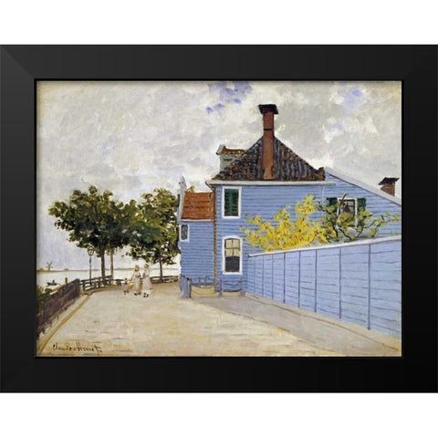 The Blue House, Zaandam Black Modern Wood Framed Art Print by Monet, Claude