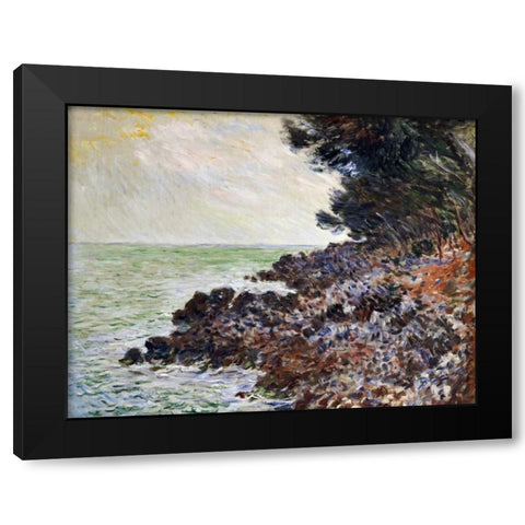 Cap Martin Black Modern Wood Framed Art Print with Double Matting by Monet, Claude