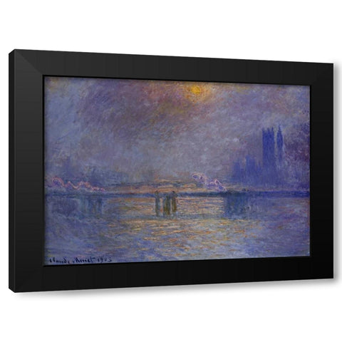 Charing Cross Bridge, The Thames Black Modern Wood Framed Art Print with Double Matting by Monet, Claude