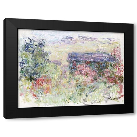The House Through the Roses Black Modern Wood Framed Art Print with Double Matting by Monet, Claude