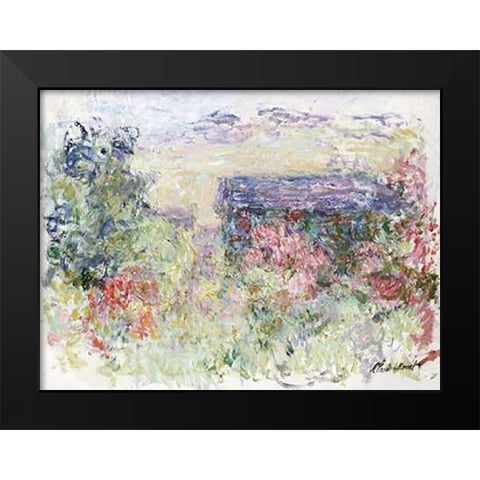 The House Through the Roses Black Modern Wood Framed Art Print by Monet, Claude