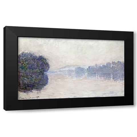 The Seine Near Vernon, as Seen in the Morning Black Modern Wood Framed Art Print by Monet, Claude