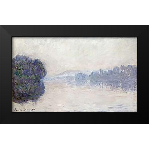 The Seine Near Vernon, as Seen in the Morning Black Modern Wood Framed Art Print by Monet, Claude