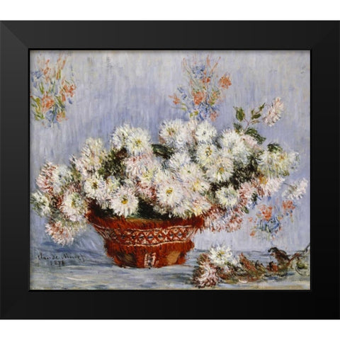Chrysanthemums Black Modern Wood Framed Art Print by Monet, Claude