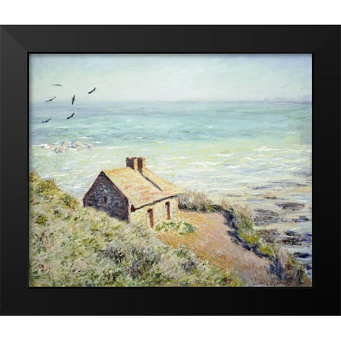 The Customs Hut, Morning Black Modern Wood Framed Art Print by Monet, Claude