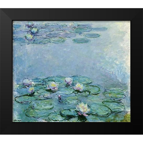 Water Lilies Black Modern Wood Framed Art Print by Monet, Claude