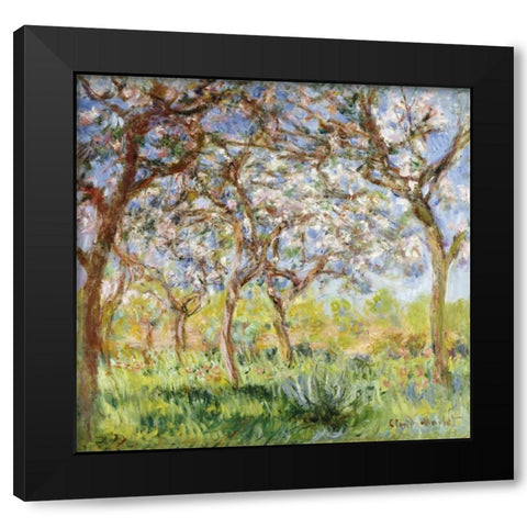 Spring at Giverny Black Modern Wood Framed Art Print by Monet, Claude