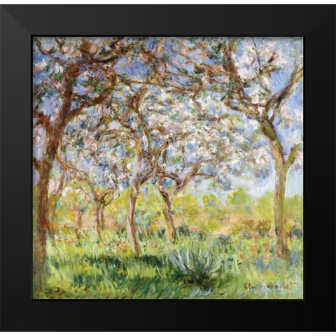 Spring at Giverny Black Modern Wood Framed Art Print by Monet, Claude