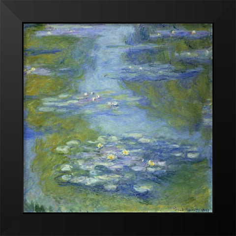 Water Lilies Black Modern Wood Framed Art Print by Monet, Claude