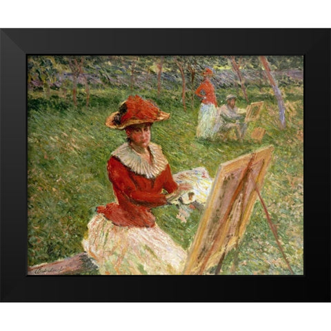 Blanche Hoschede Painting Black Modern Wood Framed Art Print by Monet, Claude