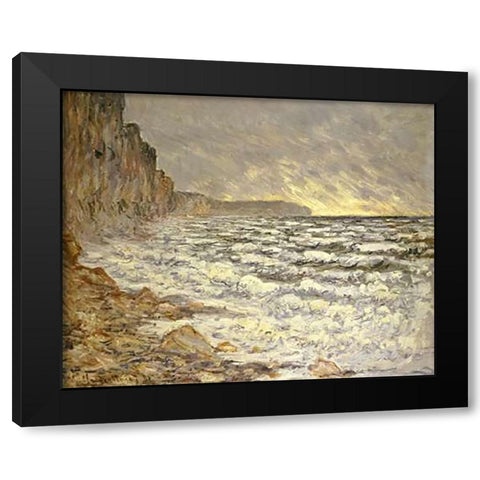 Seafront, Fecamp Black Modern Wood Framed Art Print with Double Matting by Monet, Claude
