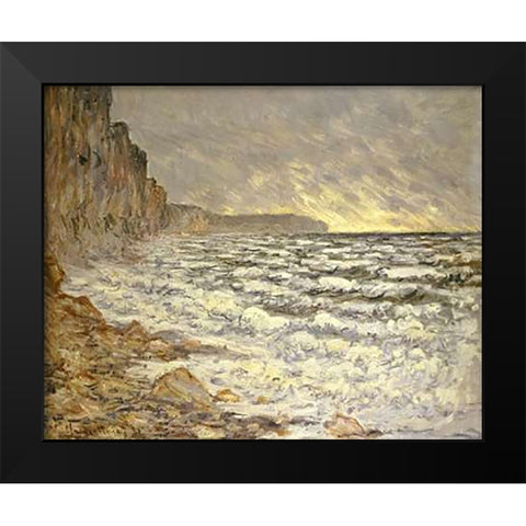 Seafront, Fecamp Black Modern Wood Framed Art Print by Monet, Claude
