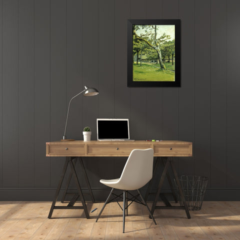 An Orchard Black Modern Wood Framed Art Print by Monet, Claude