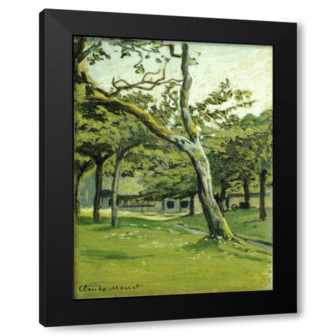 An Orchard Black Modern Wood Framed Art Print with Double Matting by Monet, Claude