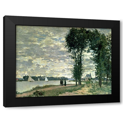 The Banks of The Seine at Argenteuil Black Modern Wood Framed Art Print by Monet, Claude