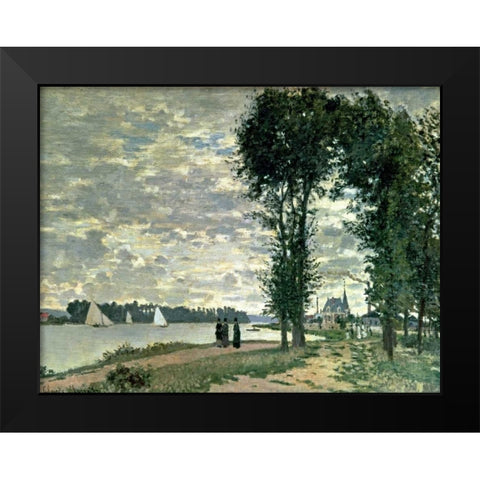 The Banks of The Seine at Argenteuil Black Modern Wood Framed Art Print by Monet, Claude