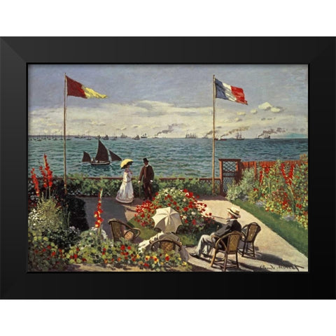 The Terrace at Sainte-Adresse Black Modern Wood Framed Art Print by Monet, Claude