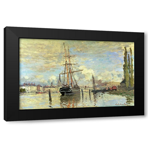 The Seine at Rouen Black Modern Wood Framed Art Print by Monet, Claude