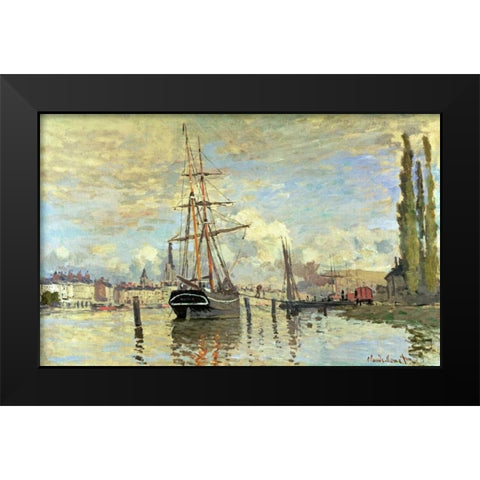 The Seine at Rouen Black Modern Wood Framed Art Print by Monet, Claude