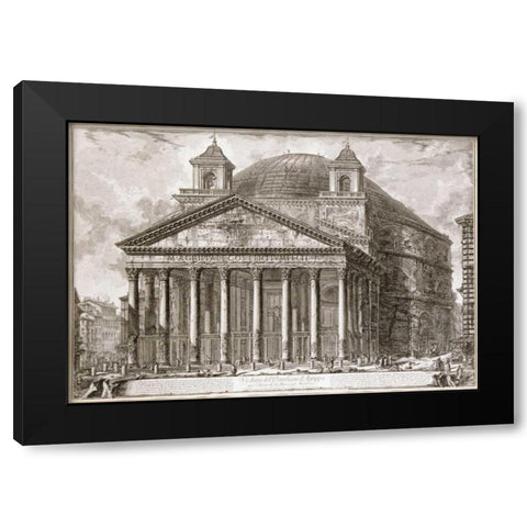 A View of The Pantheon, Rome Black Modern Wood Framed Art Print with Double Matting by Piranesi, Giovanni Battista