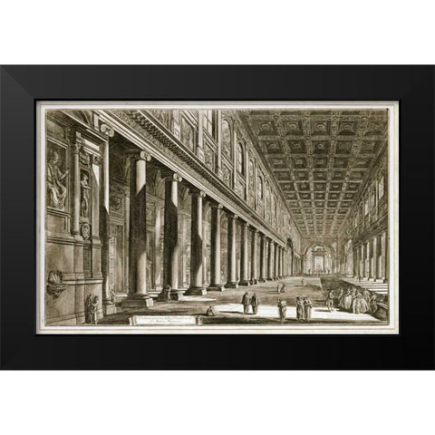 Interior of The Basilica of S. Maria Maggiore, Rome Black Modern Wood Framed Art Print by Piranesi, Giovanni Battista