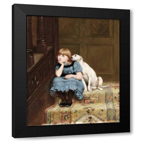 Sympathy Black Modern Wood Framed Art Print with Double Matting by Riviere, Briton