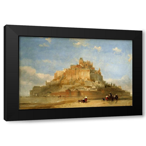 Mont St Michel From The Sands Black Modern Wood Framed Art Print with Double Matting by Roberts, David
