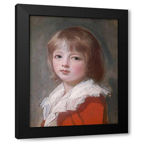 Portrait of a Boy Black Modern Wood Framed Art Print with Double Matting by Romney, George