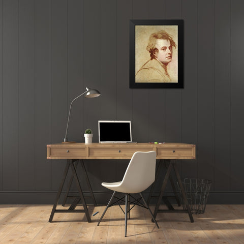 Portrait of The Artist Black Modern Wood Framed Art Print by Romney, George