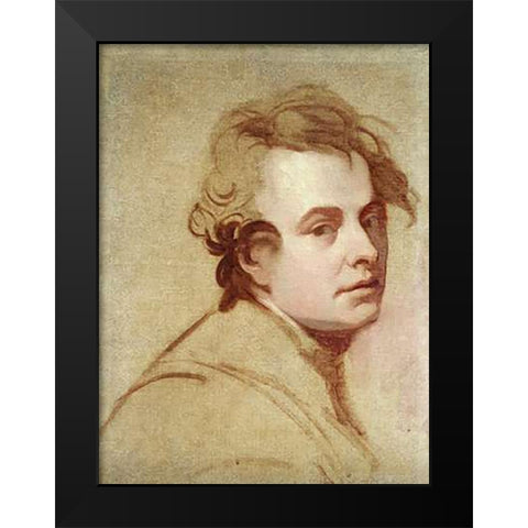 Portrait of The Artist Black Modern Wood Framed Art Print by Romney, George