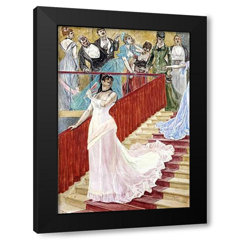 The Row Black Modern Wood Framed Art Print by Rops, Felicien