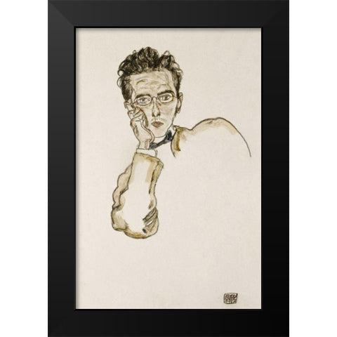 Portrait of The Art Dealer Paul Wengraf Black Modern Wood Framed Art Print by Schiele, Egon