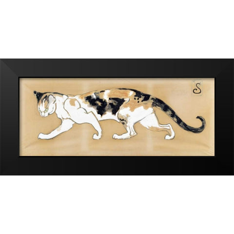 The Cat Black Modern Wood Framed Art Print by Steinlen, Theophile