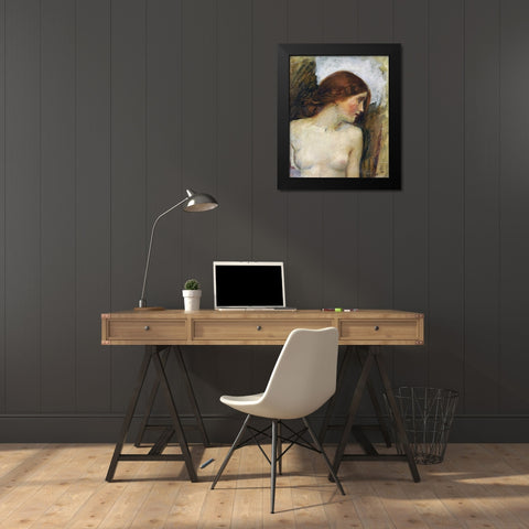 Study For The Head of Echo Black Modern Wood Framed Art Print by Waterhouse, John William