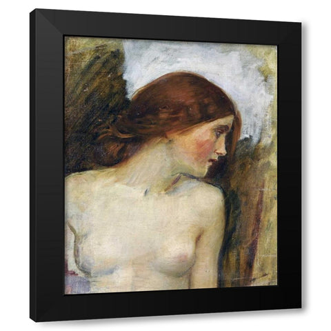 Study For The Head of Echo Black Modern Wood Framed Art Print with Double Matting by Waterhouse, John William