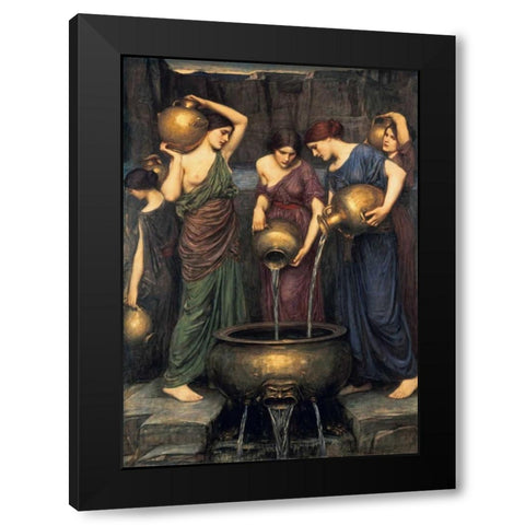 Danaides Black Modern Wood Framed Art Print by Waterhouse, John William