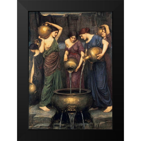 Danaides Black Modern Wood Framed Art Print by Waterhouse, John William