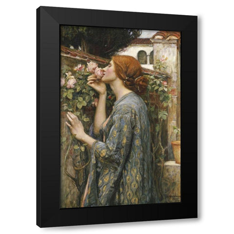 The Soul of The Rose Black Modern Wood Framed Art Print with Double Matting by Waterhouse, John William