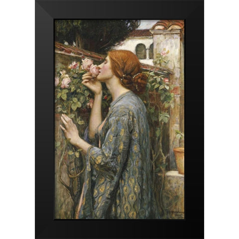 The Soul of The Rose Black Modern Wood Framed Art Print by Waterhouse, John William