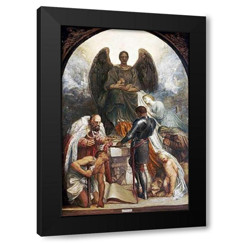 The Angel of Death Black Modern Wood Framed Art Print with Double Matting by Watts, George Frederick